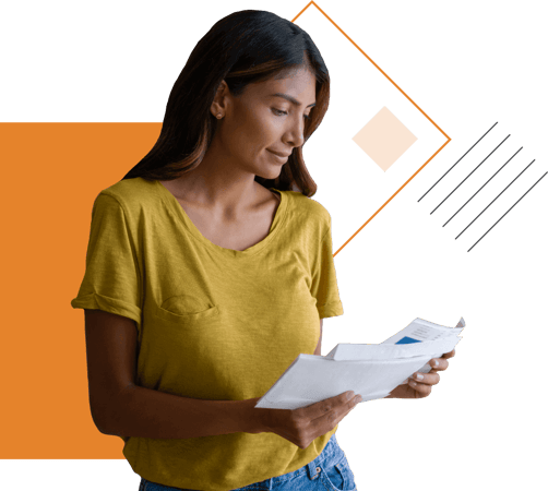 Girl with mail orange block-flip