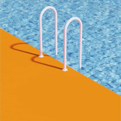 Ladder leading into pool. 