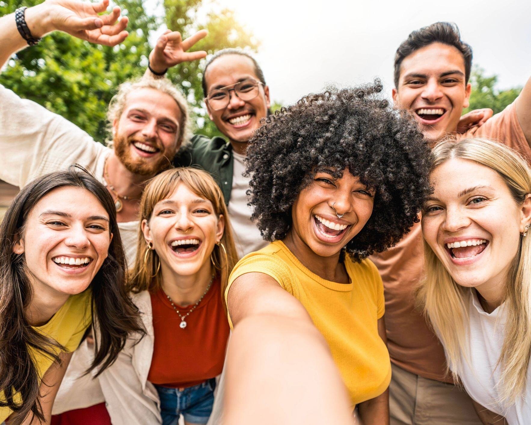 Group of friends taking a selfie together